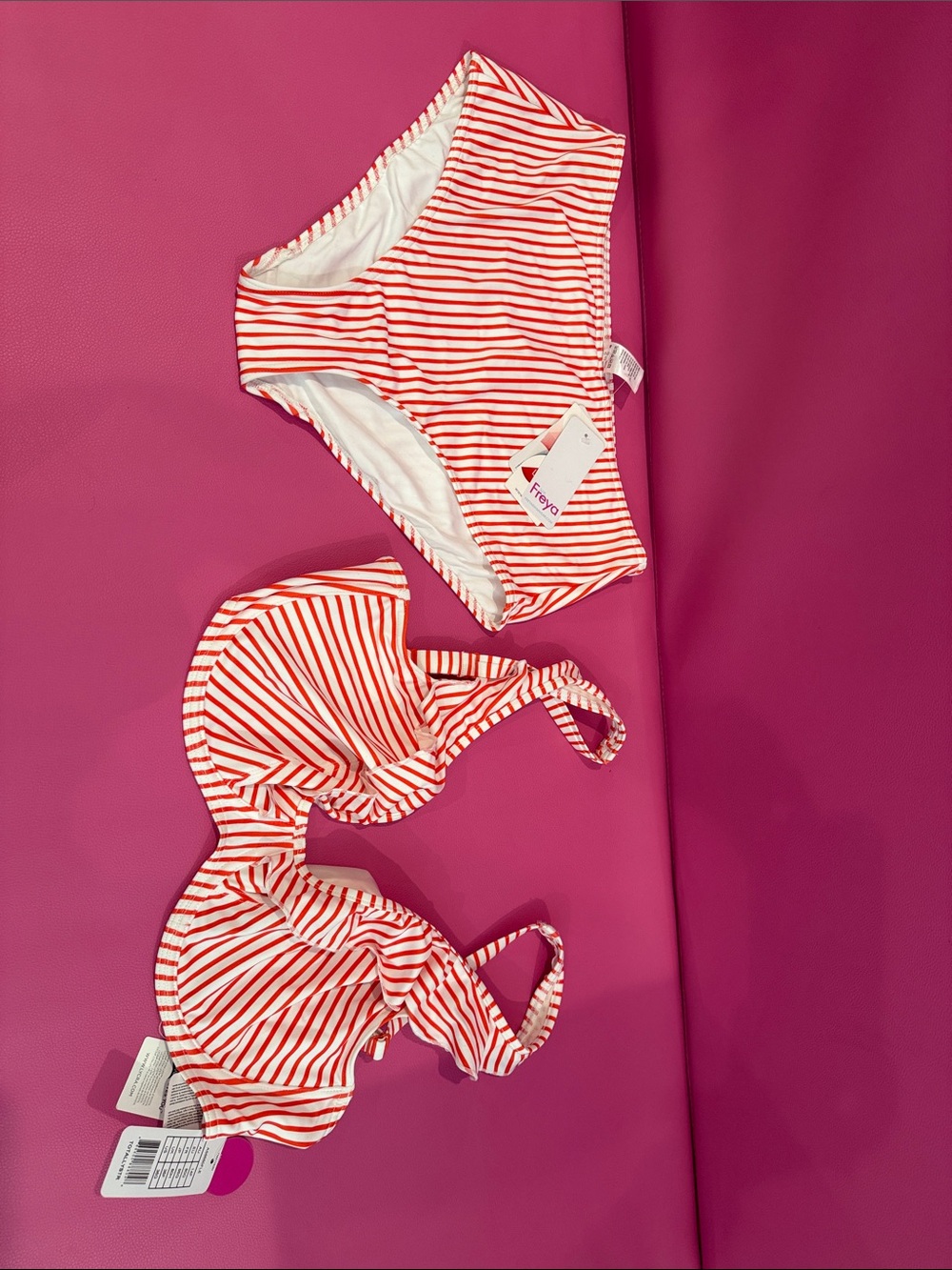 Freya Swim Convertible 36G red white Striped Underwired Bikini Swimsuit NWT